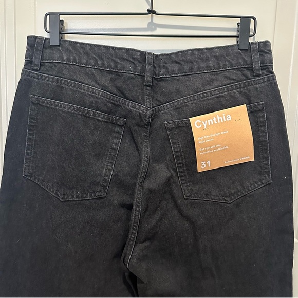 NWT Reformation Cynthia High Rise Straight Jeans Black Size 31 - Picture 7 of 10